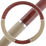 Grain Design Chrome Stripe Dark Wood Beige Steering Wheel Cover - RealSeatCovers