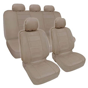 Full Front Bucket Rear Bench 9pc Combo PU Leather Seat Cover Set - RealSeatCovers