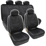 Full Front Bucket Rear Bench 9pc Combo PU Leather Seat Cover Set - RealSeatCovers