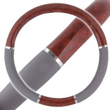 Grain Design Chrome Stripe Wood Gray Steering Wheel Cover - RealSeatCovers