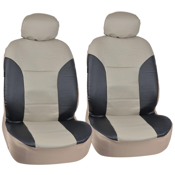 FULL Luxury 2Tone Geniune PU Leather 4pc Seat Covers - RealSeatCovers