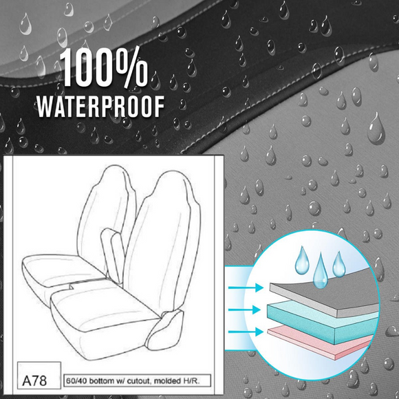 Waterproof Seat Cover for 1998 - 2003 Mazda B-Series High Back 60/40 Split Bench Molded H/R