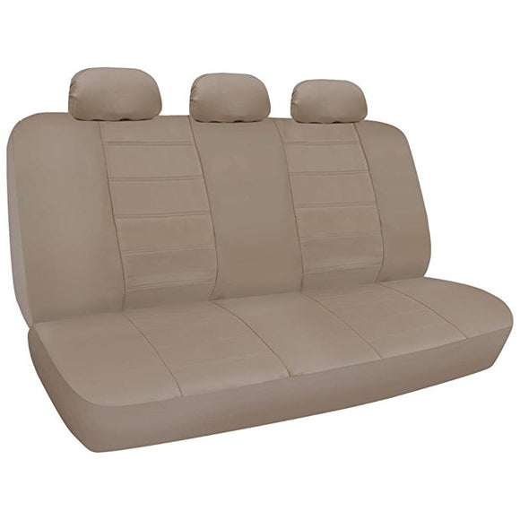 A36 Premium 12mm Rear Bench PU Leather Seat Covers 3 Headrests - RealSeatCovers