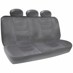 A36 Premium 12mm Rear Bench PU Leather Seat Covers 3 Headrests - RealSeatCovers