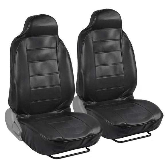 FULL Geniune PU Leather Front 2 High Back Bucket Seat Covers - RealSeatCovers